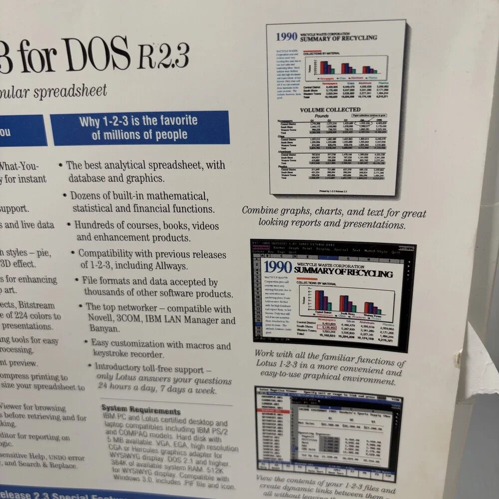 Vintage Lotus 1-2-3 for DOS Release 2.3 Spreadsheet Software